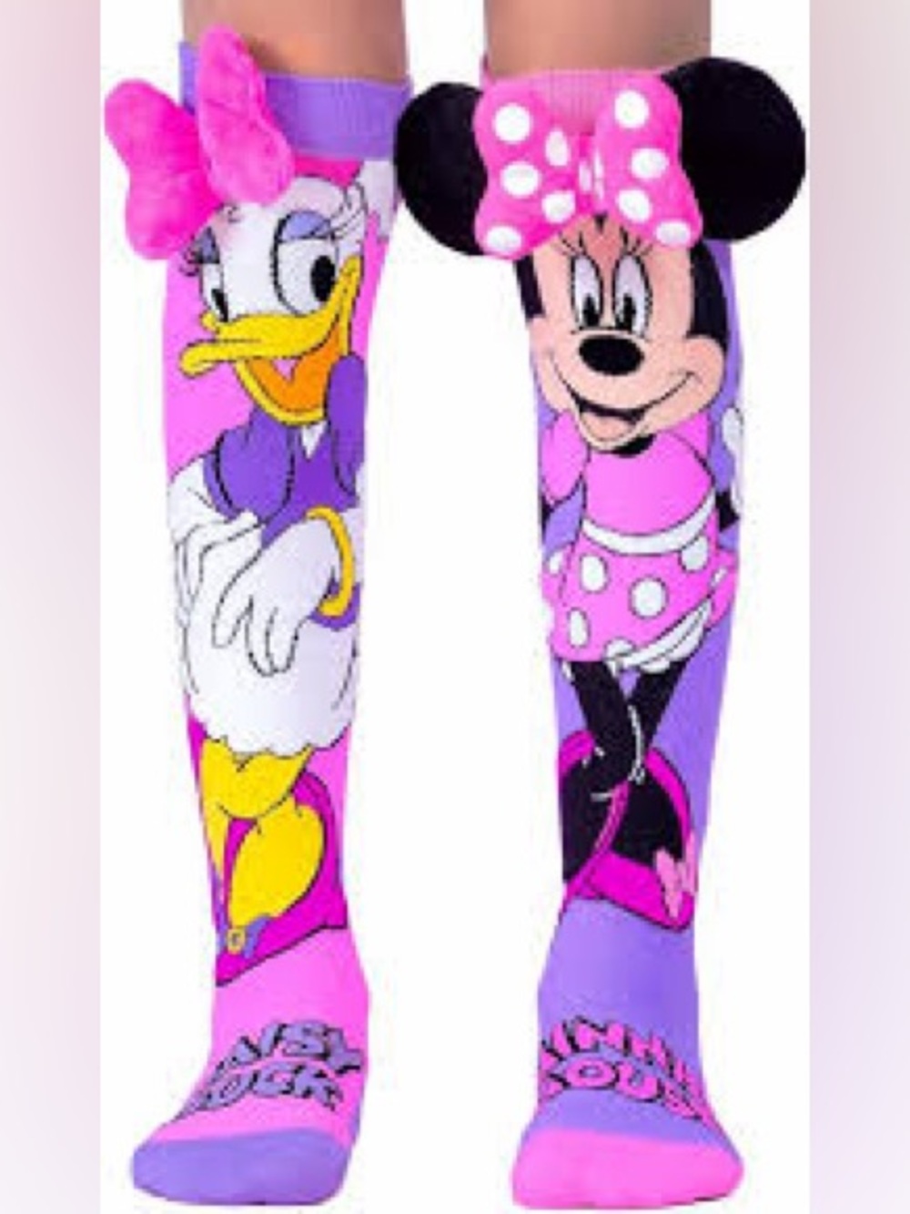 Daisy Duck & Minnie Mouse Pink Purple Character Knee-High Socks